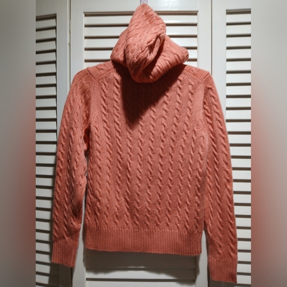MODA International Coral Cable Knit Wool Hoodie Sweater Size Small - Picture 4 of 4